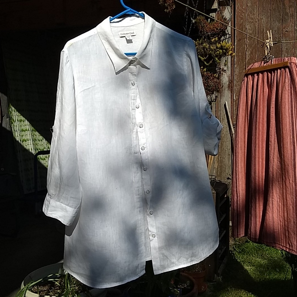 White Linen Coldwater Creek tunic blouse